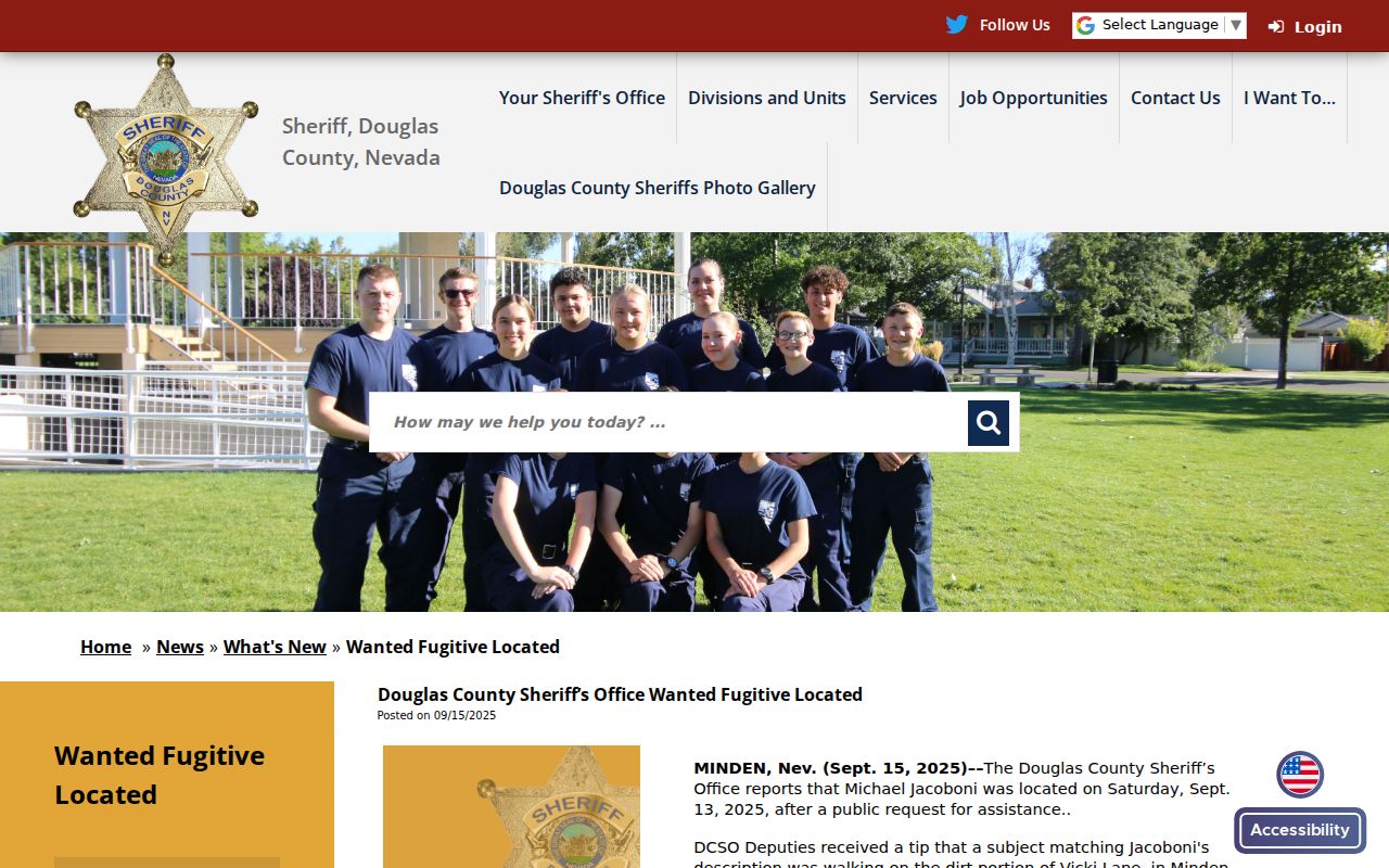 Dated Douglas County Sheriff public-safety follow-up page