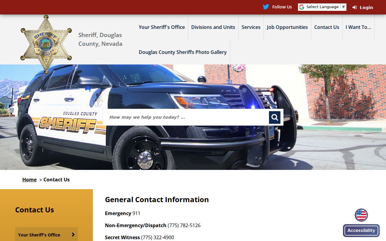 Douglas County Sheriff contact page with local station information